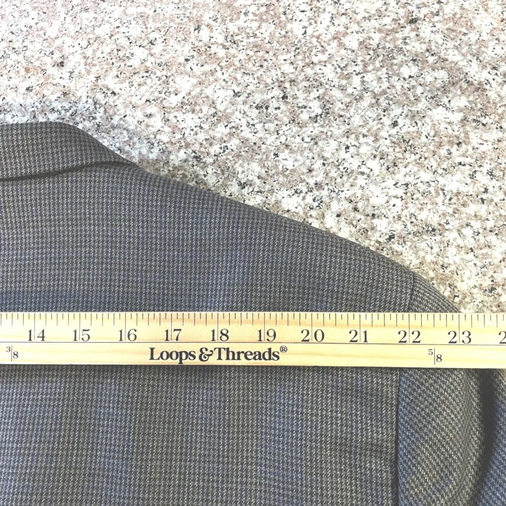 Pronto Uomo Platinum Mens 54R Wool Blazer Sport Coat Grey Blue Houndstooth *READ